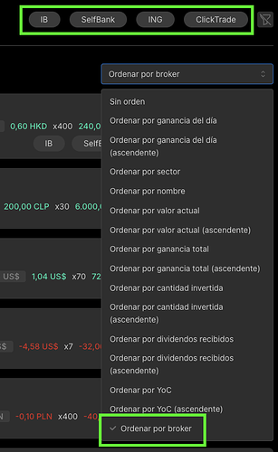 ordenar por broker y etiquetas