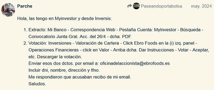 Extracto y voto