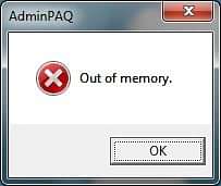 AdminPAQ-Out-of-memory